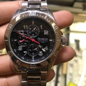 Men’s armitron watch silver red